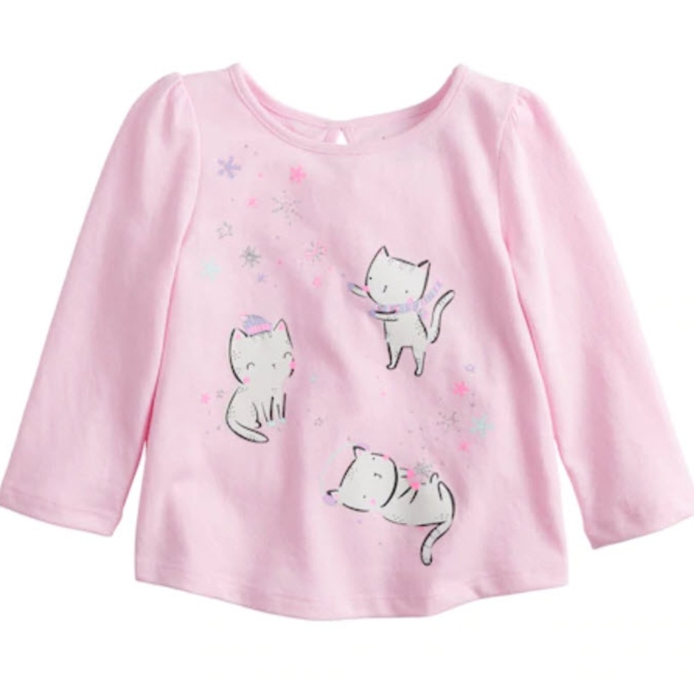 KIDS Jumping Beans Kitty Glittery Keyhole Top